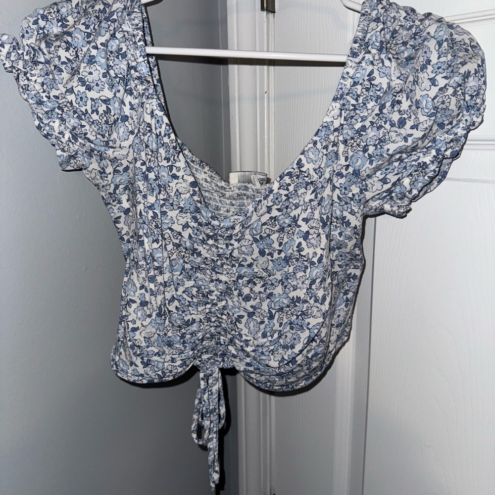 Hollister Blue Floral Crop Top